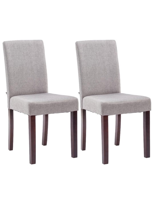Conjunto de 2 cadeiras de jantar Ina tecido cappuccino, cinza claro