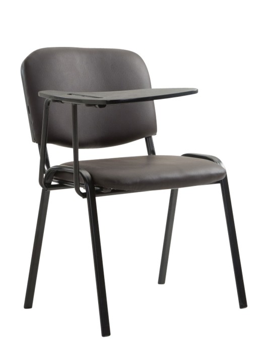 Cadeira Ken com mesa dobrável em imitação de couro, castanho