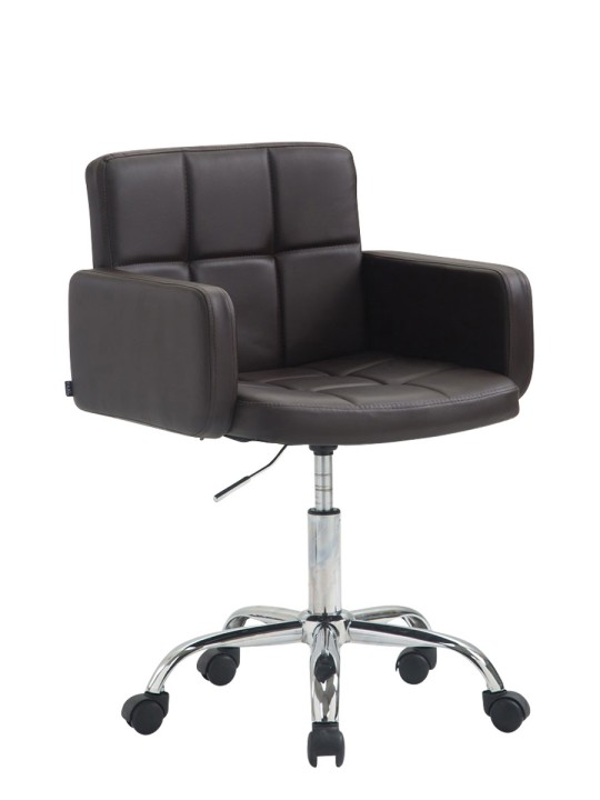 Banqueta de trabalho Los Angeles em couro sintético, castanho