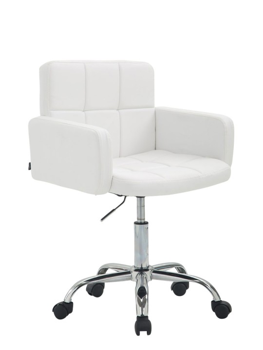 Banqueta de trabalho Los Angeles em couro sintético, branco