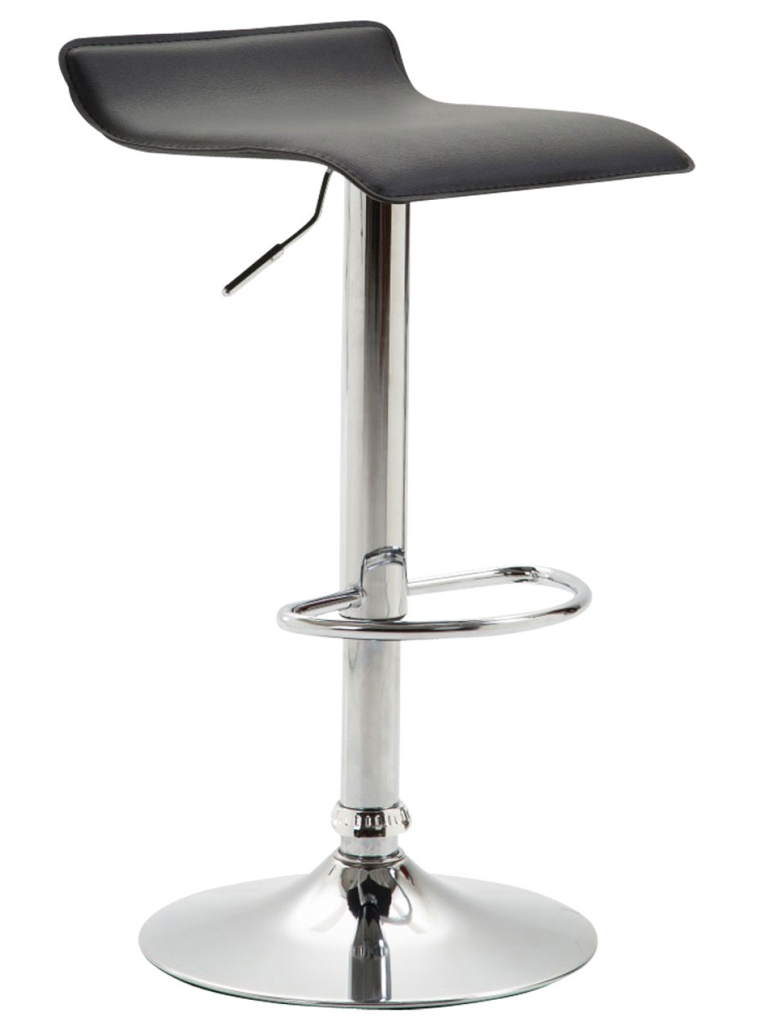 Banqueta alta Dyn V2 em couro sintético cromado, preto