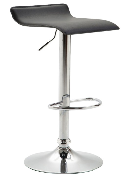Banqueta alta Dyn V2 em couro sintético cromado, preto