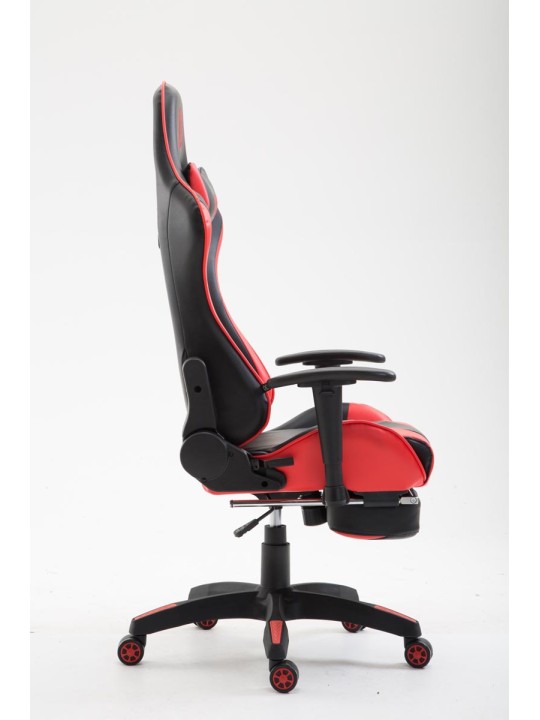 Cadeira de escritório Boavista em pele sintética com apoio de pés, preto/vermelho
