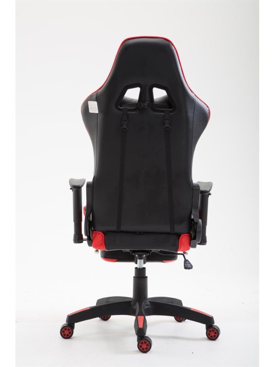 Cadeira de escritório Boavista em pele sintética com apoio de pés, preto/vermelho