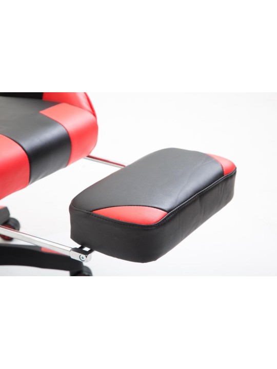 Cadeira de escritório Boavista em pele sintética com apoio de pés, preto/vermelho