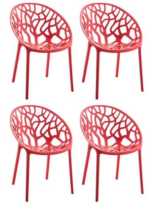Conjunto de 4 cadeiras Hope, vermelho