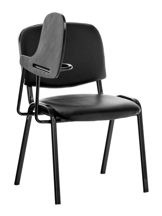 Cadeira Ken com mesa dobrável em imitação de couro, preto