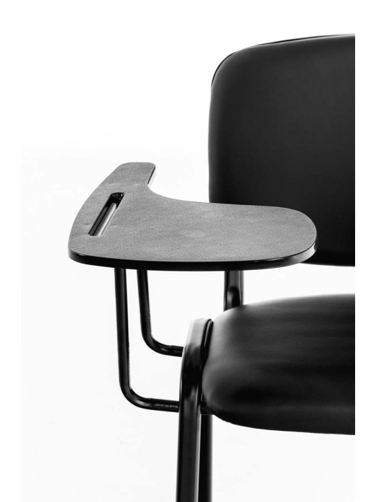 Cadeira Ken com mesa dobrável em imitação de couro, preto