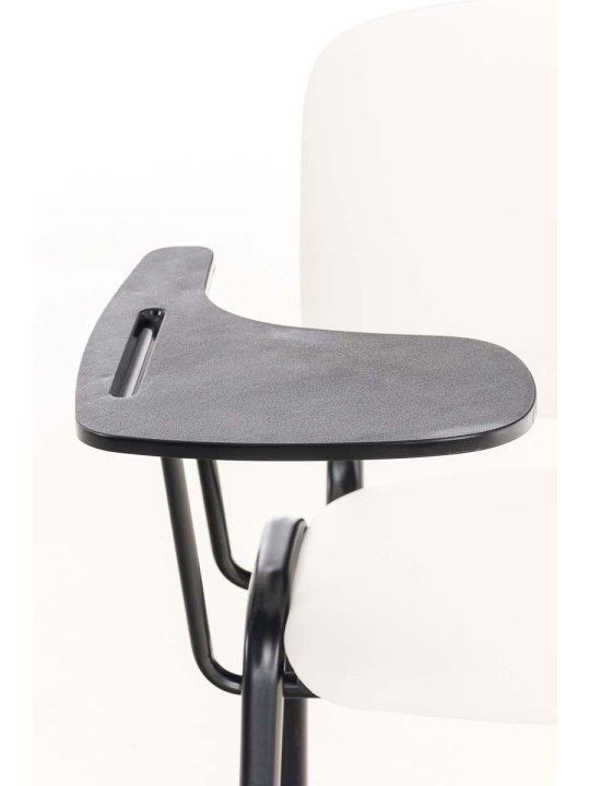 Cadeira Ken com mesa dobrável em imitação de couro, branco