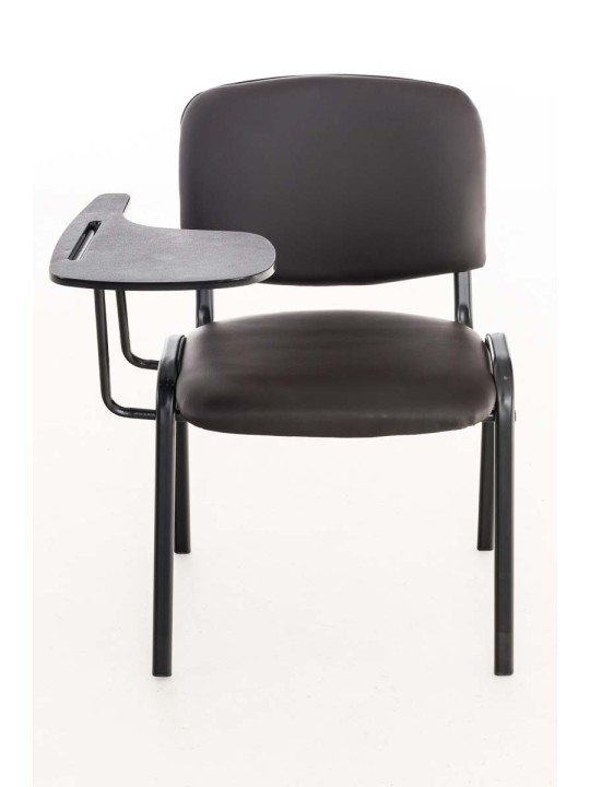 Cadeira Ken com mesa dobrável em imitação de couro, castanho