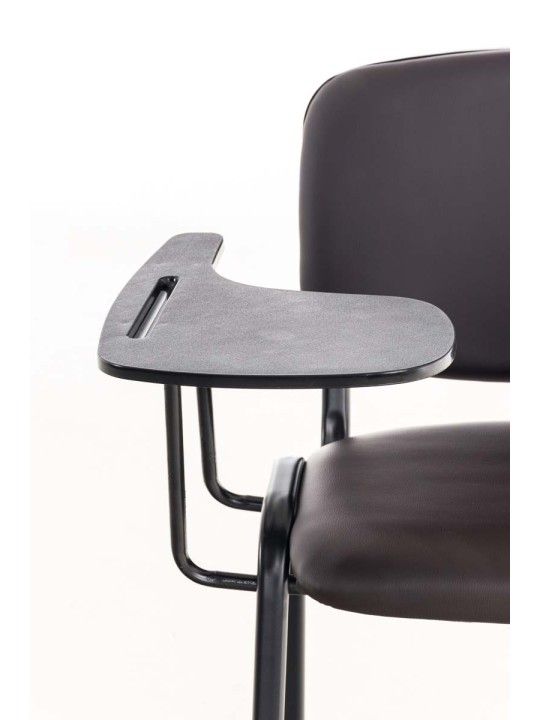 Cadeira Ken com mesa dobrável em imitação de couro, castanho