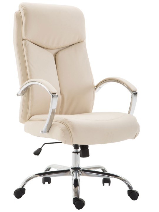 Cadeira de escritório Vaud pele sintética, creme