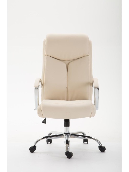 Cadeira de escritório Vaud pele sintética, creme
