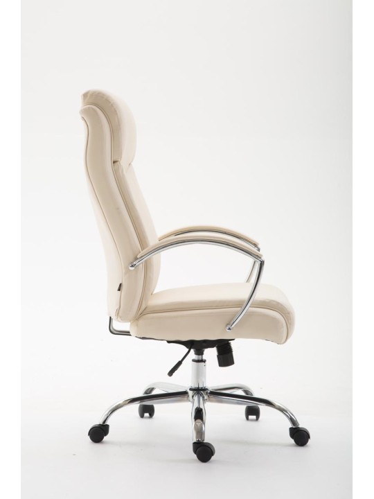 Cadeira de escritório Vaud pele sintética, creme