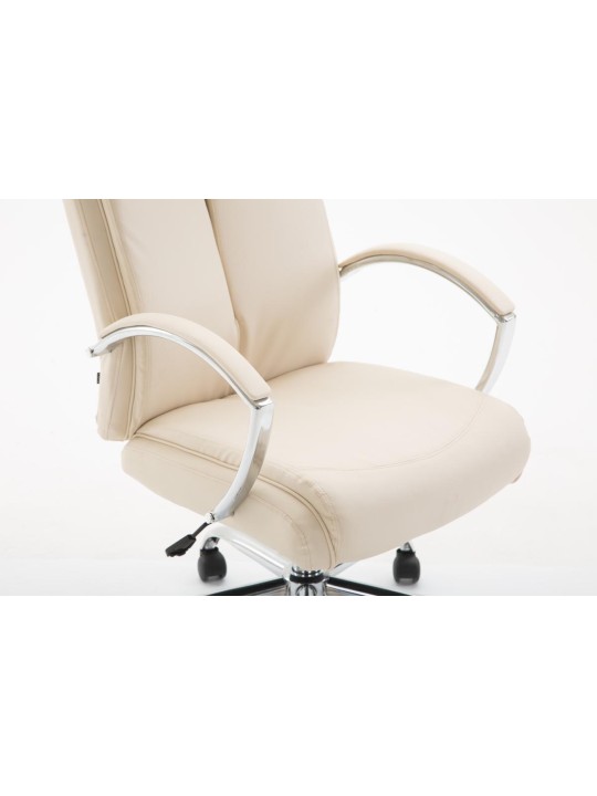 Cadeira de escritório Vaud pele sintética, creme