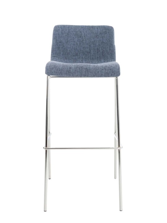 Banqueta alta em tecido Hoover com estrutura de 4 pés cromada, azul