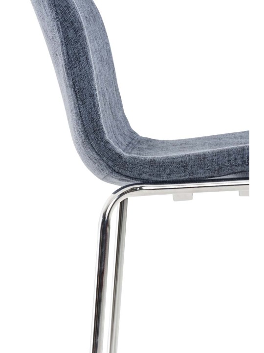 Banqueta alta em tecido Hoover com estrutura de 4 pés cromada, azul