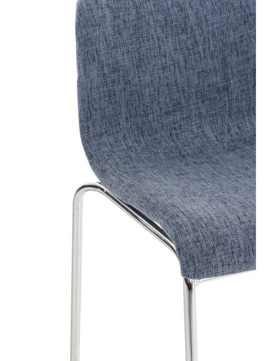 Banqueta alta em tecido Hoover com estrutura de 4 pés cromada, azul