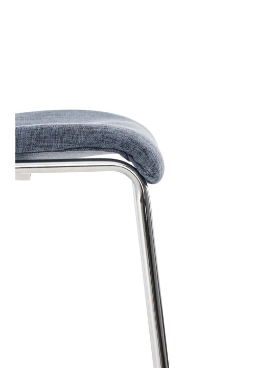 Banqueta alta em tecido Hoover com estrutura de 4 pés cromada, azul