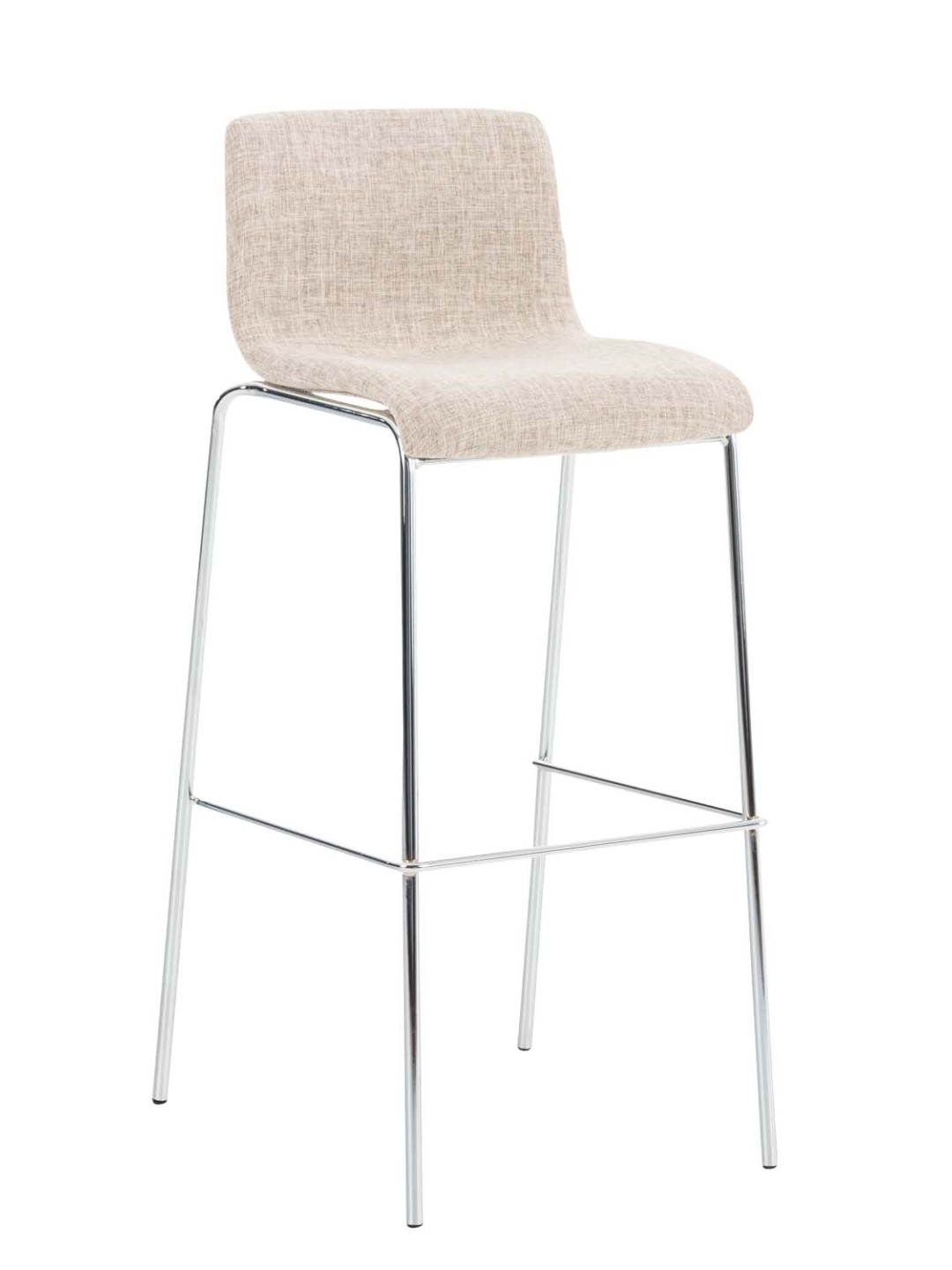 Banqueta alta em tecido Hoover com estrutura de 4 pés cromada, creme