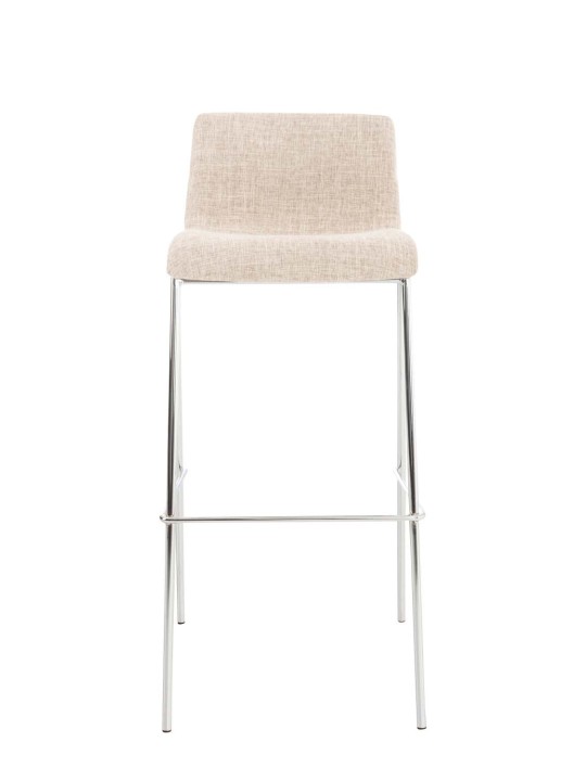 Banqueta alta em tecido Hoover com estrutura de 4 pés cromada, creme