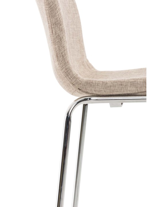 Banqueta alta em tecido Hoover com estrutura de 4 pés cromada, creme