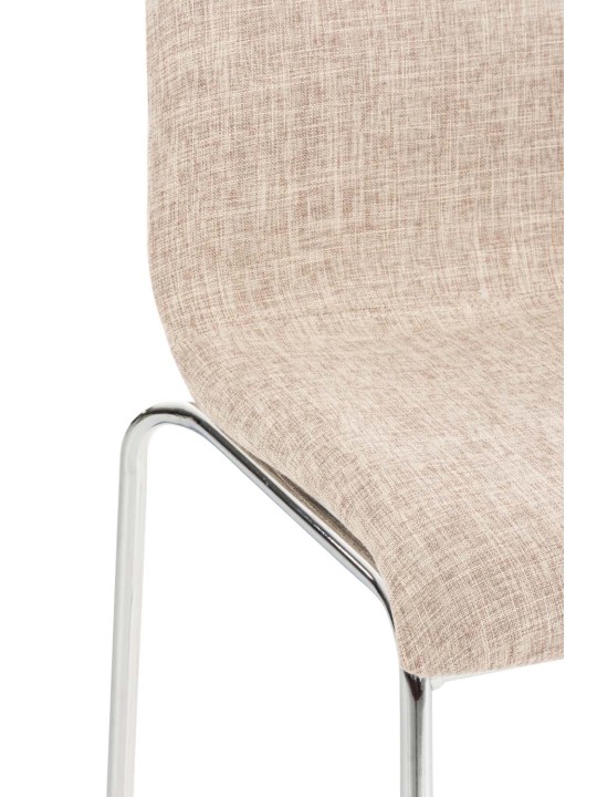 Banqueta alta em tecido Hoover com estrutura de 4 pés cromada, creme