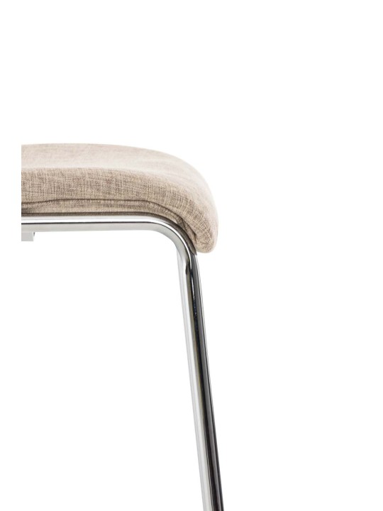 Banqueta alta em tecido Hoover com estrutura de 4 pés cromada, creme