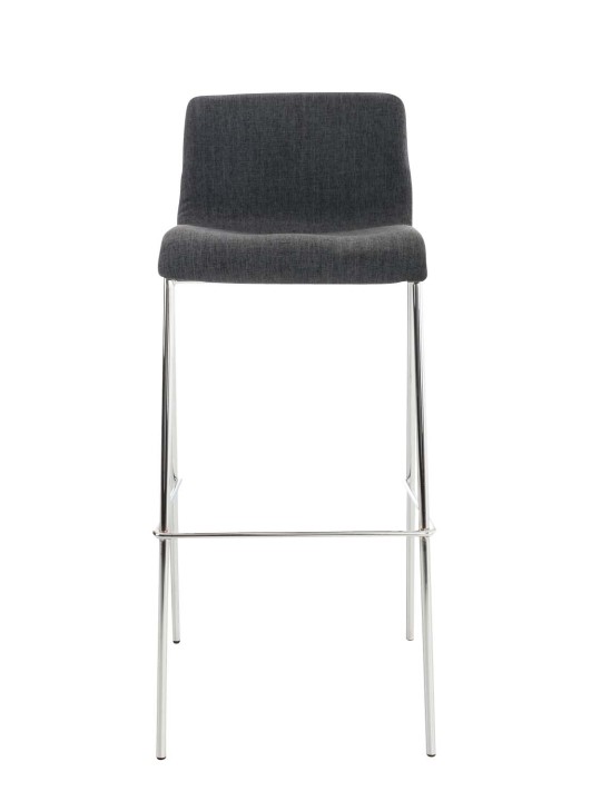 Banqueta alta em tecido Hoover com estrutura de 4 pés cromada, cinza escuro
