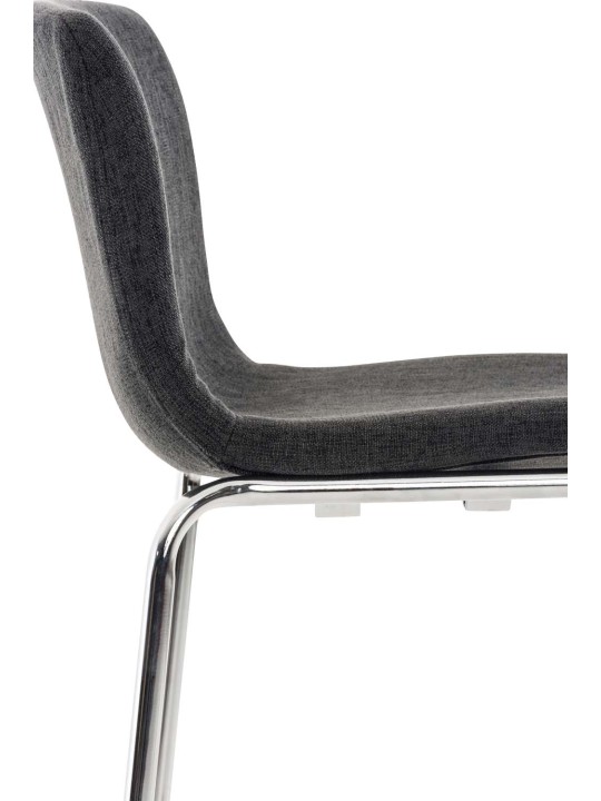 Banqueta alta em tecido Hoover com estrutura de 4 pés cromada, cinza escuro