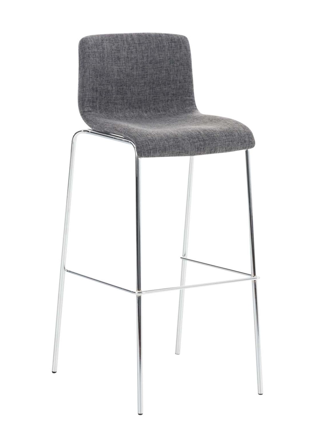 Banqueta alta em tecido Hoover com estrutura de 4 pés cromada, cinza claro