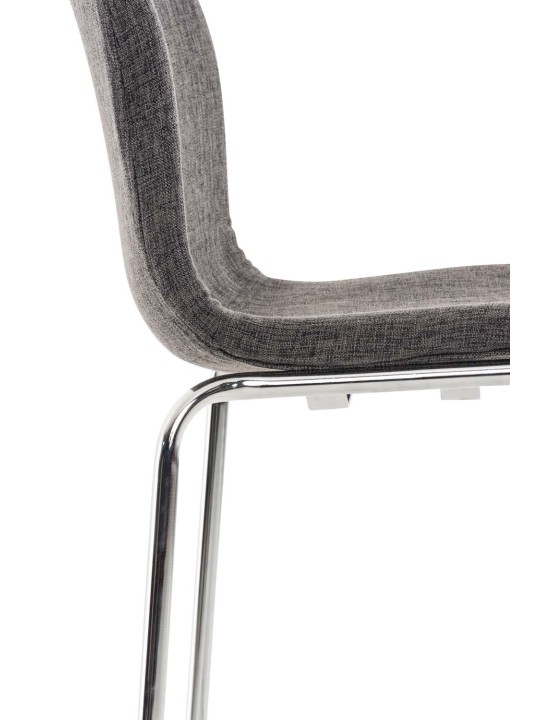 Banqueta alta em tecido Hoover com estrutura de 4 pés cromada, cinza claro