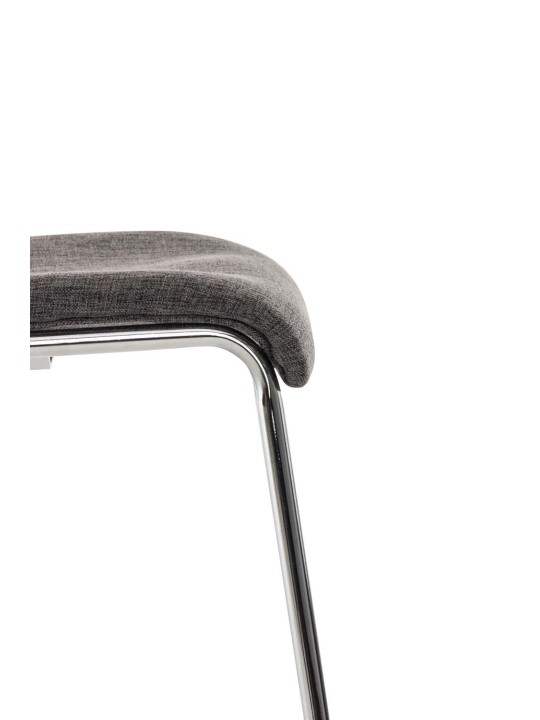 Banqueta alta em tecido Hoover com estrutura de 4 pés cromada, cinza claro