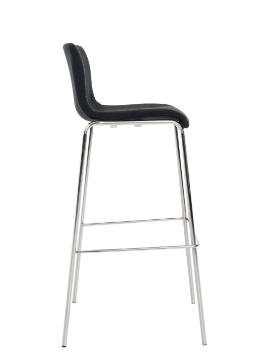 Banqueta alta em tecido Hoover com estrutura de 4 pés cromada, preto