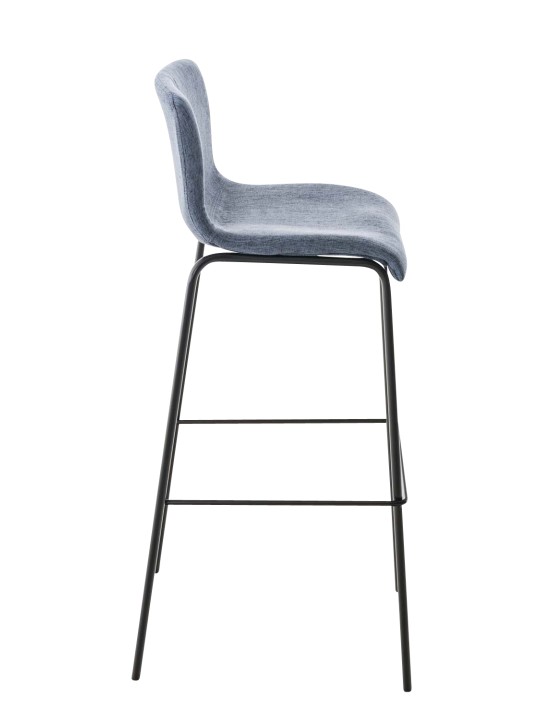 Banqueta alta em tecido Hoover com estrutura de 4 pés, azul