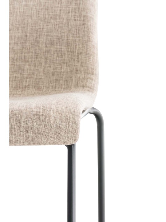 Banqueta alta em tecido Hoover com estrutura de 4 pés, creme