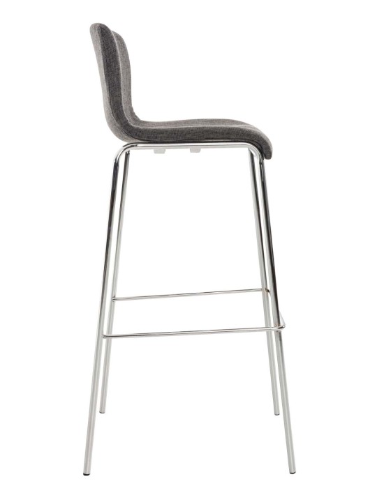 Conjunto de 2 bancos altos em tecido Hoover com estrutura de 4 pés cromados, cinza claro Conjunto de 2 bancos altos em tecido Hoover com estrutura de 4 pés cromados, cinza claro