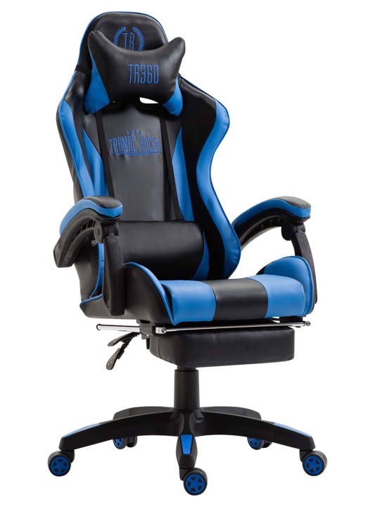 Cadeira de escritório Ignite em couro sintético, preto/azul