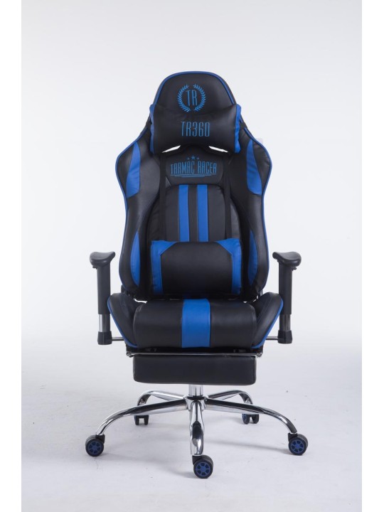 Cadeira de escritório de corrida Limit V2 couro artificial com apoio para pés, preto/azul