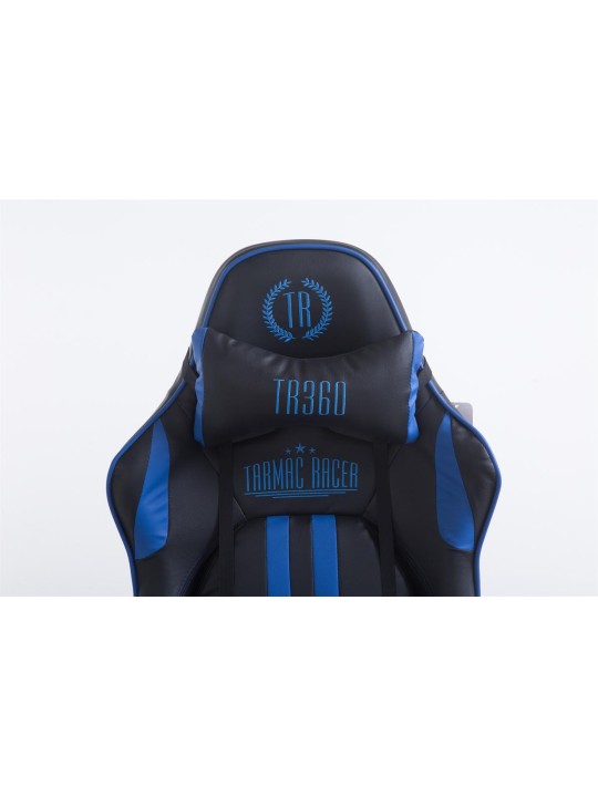 Cadeira de escritório de corrida Limit V2 couro artificial com apoio para pés, preto/azul