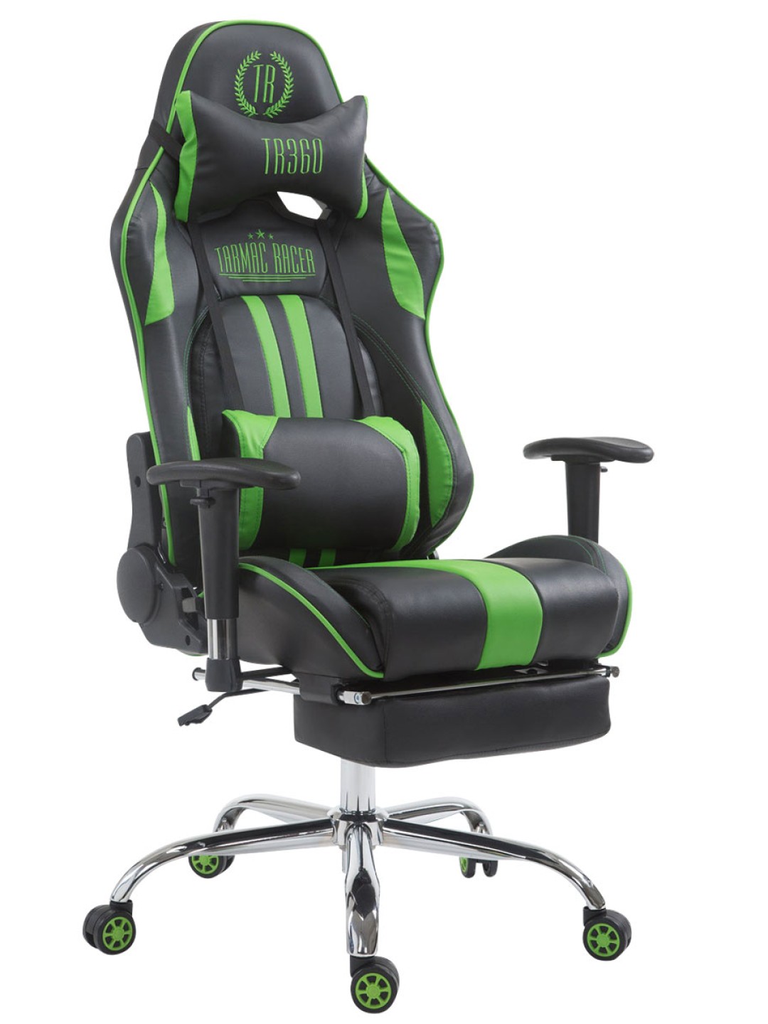 Cadeira de escritório de corrida Limit V2 couro artificial com apoio para pés, preto/verde