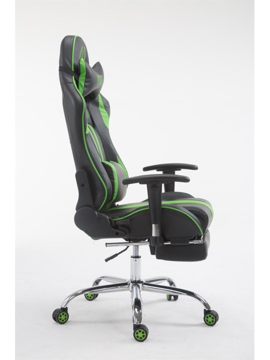 Cadeira de escritório de corrida Limit V2 couro artificial com apoio para pés, preto/verde