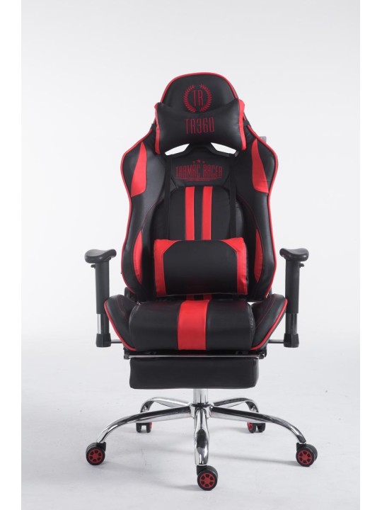 Cadeira de escritório de corrida Limit V2 couro artificial com apoio para pés, preto/vermelho