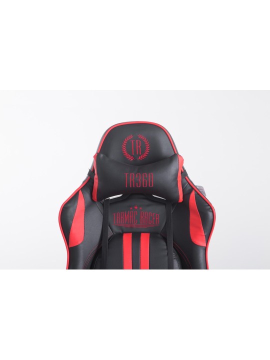 Cadeira de escritório de corrida Limit V2 couro artificial com apoio para pés, preto/vermelho