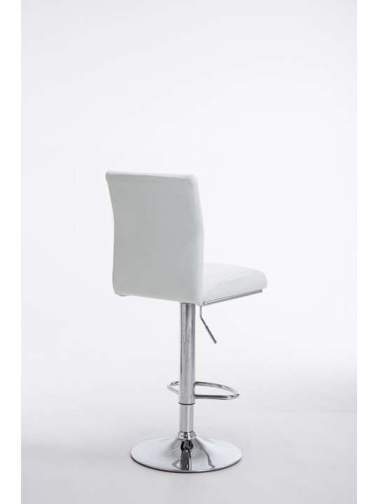 Conjunto de 2 bancos altos Colónia em pele sintética cromada, branco Conjunto de 2 bancos altos Colónia em pele sintética cromada, branco