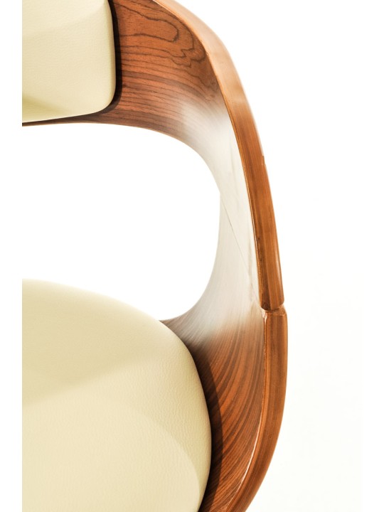 Conjunto de 2 bancos altos em pele sintética Kingston C, nogueira/creme