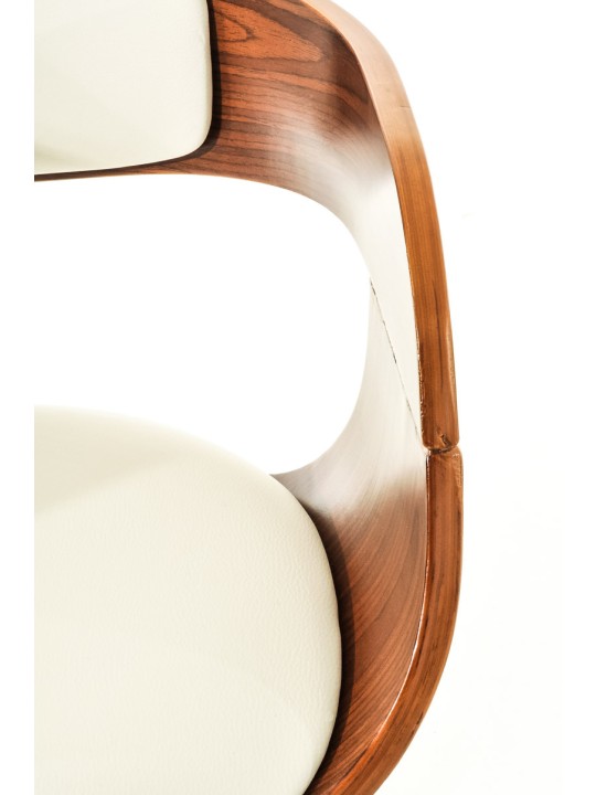 Conjunto de 2 bancos altos em pele sintética Kingston C, nogueira/branco