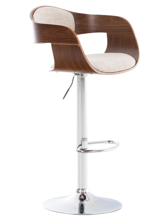 Banqueta alta Kingston C tecido, nogueira/creme