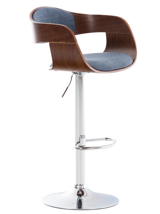 Banqueta alta Kingston C tecido, nogueira/azul