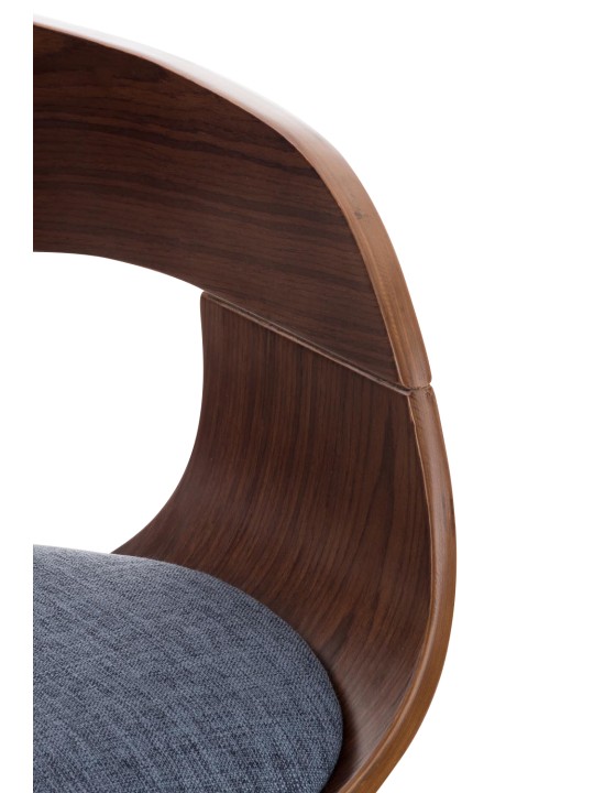 Banqueta alta Kingston C tecido, nogueira/azul